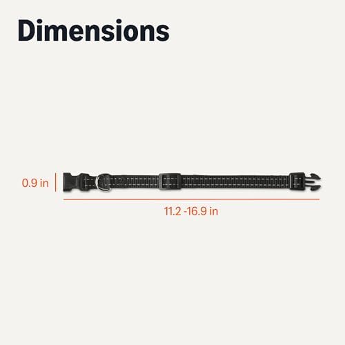 Amazon Basics Reflective Polyester Dog Collar, Adjustable Length 11.2"-16.9", 0.9" W, Quick-Release Buckle for Easy On/Off, Small, Black - Image 5