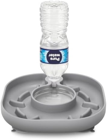 2-in1 Slow Feeder & Gravity Water Bowl, Fits Standard Plastic Water Bottles by VNAKIO
