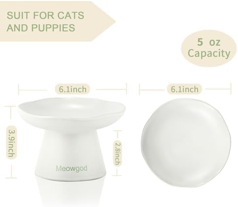 Elevated Cat Bowls,Wide Shallow 6.1" Ceramic Raised Bowls Anti Vomiting,Elevated Bowl Perfect for Flat Faced Cats,Stress Free,Reliefs Fatigue,Cat Dishes for Dry Food and Wet Food - Image 3