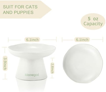 Elevated Cat Bowls,Wide Shallow 6.1" Ceramic Raised Bowls Anti Vomiting,Elevated Bowl Perfect for Flat Faced Cats,Stress Free,Reliefs Fatigue,Cat Dishes for Dry Food and Wet Food - Image 3