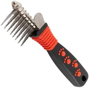 RYAN'S PET SUPPLIES Paw Brothers 8-Blade Dematting Brush, Comb Tool for Dog Grooming, Stainless Steel Blades, Comfort Grip, Gentle on Skin, Doodles, Poodles, Rake for Matted Fur Removal by ryanspetsupplies