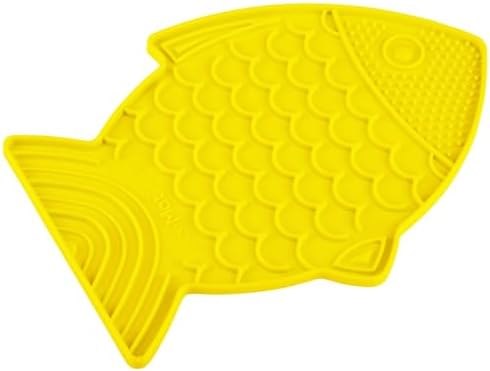 LickiMat Felix, Fish-Shaped Cat Slow Feeders Lick Mat, Boredom Anxiety Reducer; Perfect for Food, Treats, Yogurt, or Peanut Butter. Fun Alternative to a Slow Feed Cat Bowl or Dish, Yellow - Image 3