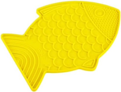 LickiMat Felix, Fish-Shaped Cat Slow Feeders Lick Mat, Boredom Anxiety Reducer; Perfect for Food, Treats, Yogurt, or Peanut Butter. Fun Alternative to a Slow Feed Cat Bowl or Dish, Yellow - Image 3