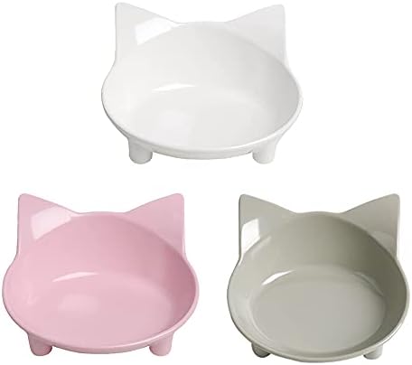 Cat Food Bowls, Non-Slip Shallow Wide Whisker Friendly Dishes for Indoor by Skrtuan