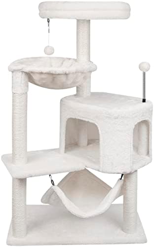 YUNIQUE 39.4'' Cat Tree with Cat Condo and Big Hammock, Beige by YUNIQUE