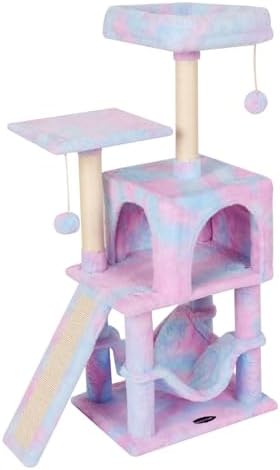 Cut Cat Tree Cat Tower Condo with Hammock Kittens Scratching Post Rainbow - Image 2