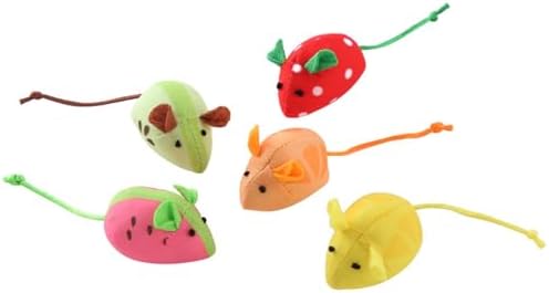 Catnip Cat Mice Toys Interactive Mouse Cat Toy for Indoor Adult Cats Kitten Kitty Baby Cat Chew Exercise Toy Fruit-Shaped Mice Cat Toy Set - 5PCS by Haourlife