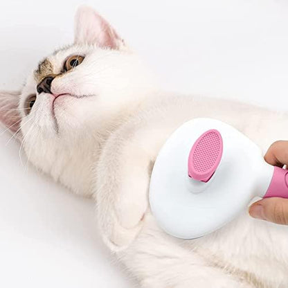 Cat Brushes for Indoor Cats, Dog Brush for Shedding with Metal Cat Comb, Self Cleaning Pet Hair Brush with Release Button for Grooming Kitten(Pink) - Image 5