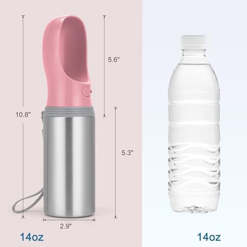 Portable Dog Water Bottle, 14 OZ Stainless Steel Pet Water Dispenser - Image 5