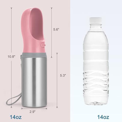 Portable Dog Water Bottle, 14 OZ Stainless Steel Pet Water Dispenser - Image 5