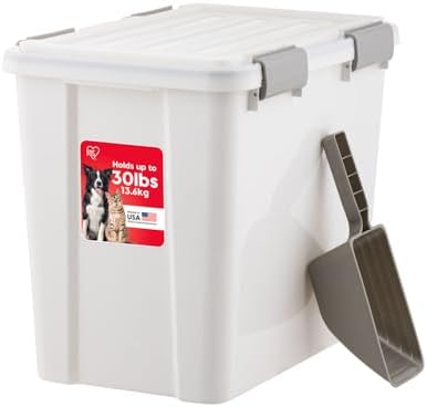 IRIS USA Dog Food Storage Container, Up to 30 lbs, White, Made in USA by IRISUSA