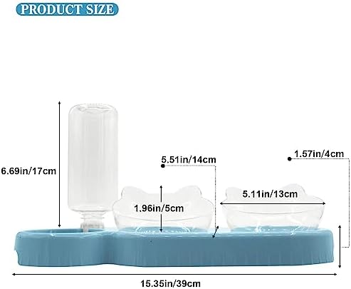 Sky Blue Triple Cat Bowls with 15 Tilt, 3-in-1 Automatic Water & Food Feeder, Whisker-Friendly Elevated Dishes for Small Cats & Puppies - Image 5