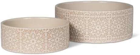 Fringe Studio Sevilla Tile Sand Small Ceramic Imprinted Pet Bowl (5" Diameter x 1.75" H, 12 fl.oz.), PetShop Collection (785SM001) - Image 2