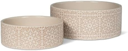 Fringe Studio Sevilla Tile Sand Medium Ceramic Imprinted Pet Bowl (6.5" Diameter x 2.5" H, 26 fl.oz.), PetShop Collection (785MD001) - Image 2