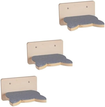 Solid Wood Wall Mounted Cat Steps, Cat Wall Furniture Shelves Stairs Perch(Black) by EKIORI