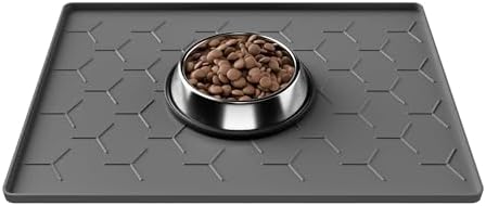 Pieviev Silicone Dog Cat Food Bowl Mat, Waterproof Raised Edge, 16'' x 12'' by Pieviev