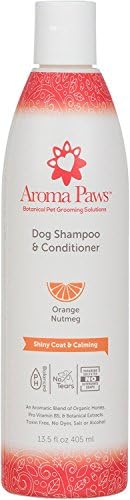 Dog Shampoo and Conditioner - Aromatic Tearless Shampoo for Cleansing, Grooming, and Conditioning - Moisturizing Anti Itch Shampoo for Dogs and Puppies - Orange Nutmeg 13.5 oz. by AromaPaws