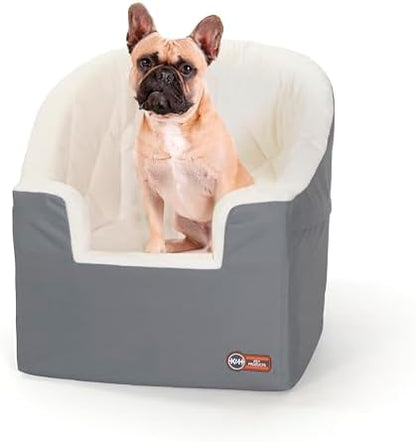 K&H Dog Car Seat, Bucket Booster for Cats & Dogs, Small, Gray/Cream by KHPetProducts