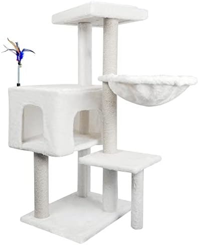AIWIKIDE Cat Tree Has Scratching Toy with A Ball Activity Centre Cat Tower Furniture Jute-Covered Scratching Posts (Beige, 36.6'') by AIWIKIDE