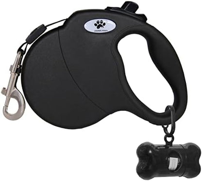 16 ft Retractable Dog Leash for Large Dogs up to 44 lbs,Tangle-Free Nylon Tape,Black M by CROWN+PAWS