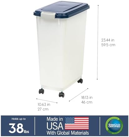 IRIS USA Dog Food Storage Container, Up to 38 lbs, Navy/Pearl, Made in USA - Image 4