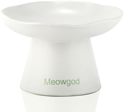 Elevated Cat Bowls,Wide Shallow 6.1" Ceramic Raised Bowls Anti Vomiting,Elevated Bowl Perfect for Flat Faced Cats,Stress Free,Reliefs Fatigue,Cat Dishes for Dry Food and Wet Food by Meowgod