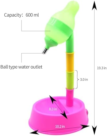 DELIFUR Pet Standing Water Dispenser Adjustable Cat Dog Drinking Water Dispenser Bowl with Detachable Pole Automatically Feeding Water (Red) - Image 4