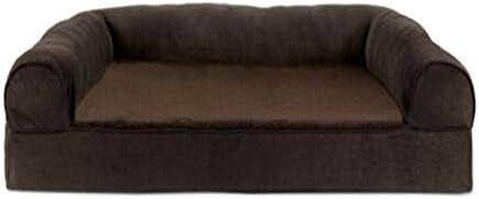 Furhaven Orthopedic Dog Bed for Large/Medium Dogs w/ Removable Bolsters & Washable Cover, For Dogs Up to 55 lbs - Plush & Suede Sofa - Espresso, Large by FurHaven