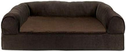 Furhaven Orthopedic Dog Bed for Large/Medium Dogs w/ Removable Bolsters & Washable Cover, For Dogs Up to 55 lbs - Plush & Suede Sofa - Espresso, Large by FurHaven