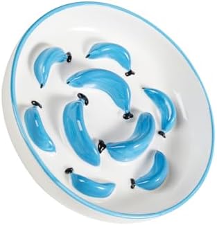 Ceramic Slow Feeder Cat Bowl, 6.3'' Wide Whisker Friendly Cat Puzzle Feeder by PTOBER