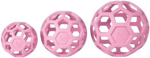 JW Pet HOL-ee Roller Dog Puzzle Ball, Small 3in, Natural Rubber, Pink - Image 3