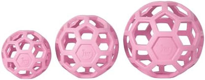 JW Pet HOL-ee Roller Dog Puzzle Ball, Small 3in, Natural Rubber, Pink - Image 3