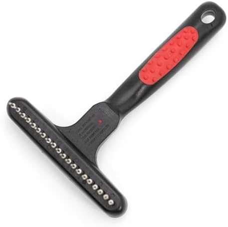 Jeffers Pet Magic Spring Undercoat Rake for Dogs & Cats, Pet Deshedding Brush, Undercoat Hair Removal Rake, Grooming Tool for Detangling, Removing Fur & Mats, Red Black Handle - Single Row 20 Pins by Jeffers
