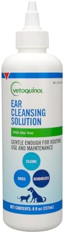 Vetoquinol Ear Cleansing Solution - Gentle Cleaner to Remove Dirt & Debris - Easy-to-Use Drops for Cats & Dogs - Support Clean and Fresh-Smelling Ears - Ideal for Routine Pet Hygiene - 8 Ounces by Vetoquinol
