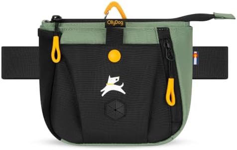OllyDog Backcountry Day Bag | Dog Training Treat Pouch | Eco-Friendly Recycled Fabric Fanny Pack with Zipper Closure, Built-in Poop Bag Dispenser & Adjustable Waist Belt (Olivine) - Image 2