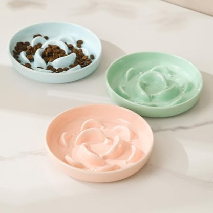 2 Pack Ceramic Cat Slow Feeder Bowl Set, 6.3" Wide, Slow Eating 5X - Image 6