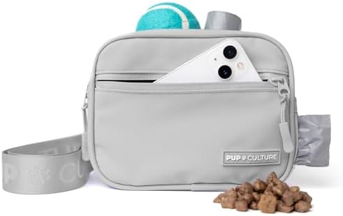 Pup Culture Dog Treat Pouch with Poop Bag Dispenser and Removable Treat Pouch | Cross Body Dog Walking Bag | The Perfect Puppy Training Tool and Even Better Gift by PupCulture