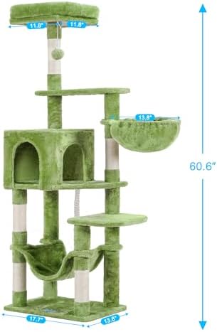 Hey-brother Cat Tree, Multi-Level Sisal Covered Scratching Posts, MPJ050GR - Image 3