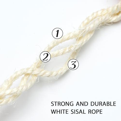 Natural Sisal Rope 8mm 98-Feet for Cat Scratching Post Tree Tower Replacement Repair and Replace, DIY Hemp Twine Rope for Cat Scratching Furniture Window Perch and Crafts Gardening Home Decorating - Image 3