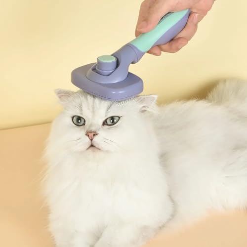 One for Pets 360-degree Rotating Head Self-Cleaning Dog&Cat Slicker Brush, Cat Brush with Release Button, Indoor Cats Shedding, for Cat and Dog Grooming (Green & Orange) - Image 5