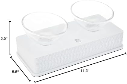 Catit Style 2-Bowl Glass Diner Set for Pets, White, 6.8 Fl Oz - Image 4