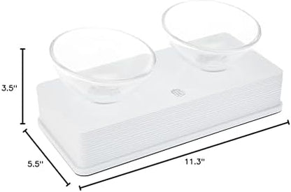 Catit Style 2-Bowl Glass Diner Set for Pets, White, 6.8 Fl Oz - Image 4