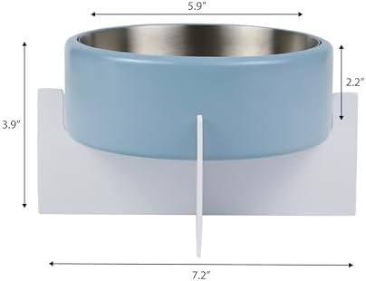 DBL3000C Intersecta Small/Medium Concrete and Stainless Steel Bowl 16oz (2 Cups) with Metal Stand Pet Feeder, Blue/White - Image 5