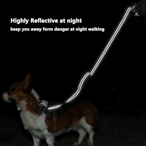 6 FT Black Nylon Reflective Dog Leash for Large Dogs with 2 Padded Handle - Image 5