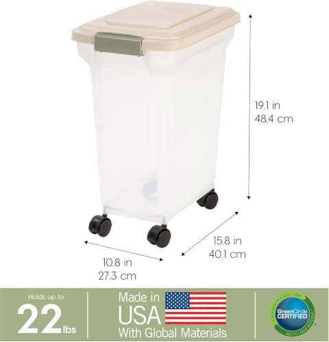 IRIS USA Dog Food Storage Container, Up to 22 lbs, Almond, Made in USA - Image 3