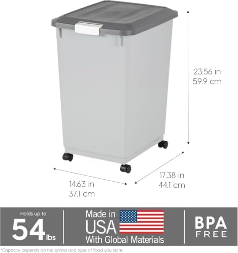 IRIS USA Dog Food Storage Container, Up to 54 lbs, Gray/Dark Gray - Image 3