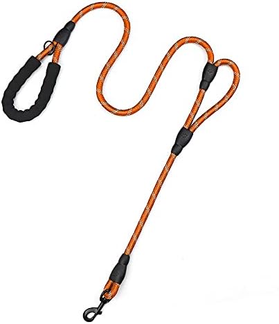 PLUTUS PET Rope Dog Leash 6ft Long,Traffic Padded Two Handle,Heavy Duty,Reflective Double Handles Lead for Control Safety Training,Leashes for Large Dogs or Medium Dogs,Dual Handles Leads(Orange) by PLUTUSPET