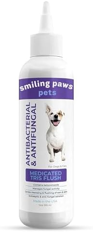 Smiling Paws Medicated Tris Flush Ear Cleaner for Dogs & Cats, 12oz by SmilingPawsPets