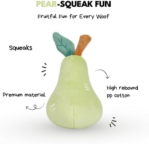 CHEWFFON Squeaky Plush Dog Toy, Pear - Image 2