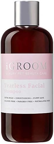 iGroom Tearless Facial Dog Shampoo, Luxury Pet Beauty Care, Ultra Mild to Eyes, Restore Skins Natural Moisture, Made in USA, 16 oz by iGroom